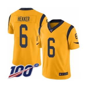 Youth Los Angeles Rams #6 Johnny Hekker Limited Gold Rush Vapor Untouchable 100th Season Football Jersey