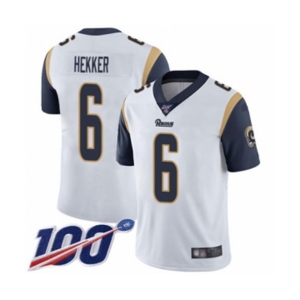 Youth Los Angeles Rams #6 Johnny Hekker White Vapor Untouchable Limited Player 100th Season Football Jersey