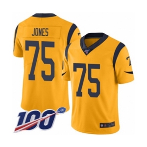 Youth Los Angeles Rams #75 Deacon Jones Limited Gold Rush Vapor Untouchable 100th Season Football Jersey