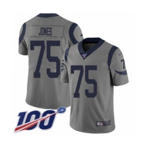 Youth Los Angeles Rams #75 Deacon Jones Limited Gray Inverted Legend 100th Season Football Jersey