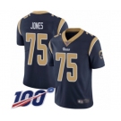 Youth Los Angeles Rams #75 Deacon Jones Navy Blue Team Color Vapor Untouchable Limited Player 100th Season Football Jersey