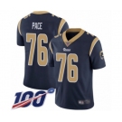 Youth Los Angeles Rams #76 Orlando Pace Navy Blue Team Color Vapor Untouchable Limited Player 100th Season Football Jersey