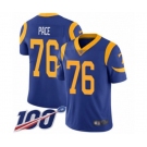 Youth Los Angeles Rams #76 Orlando Pace Royal Blue Alternate Vapor Untouchable Limited Player 100th Season Football Jersey