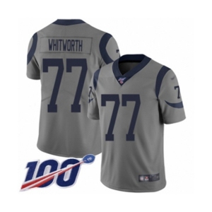 Youth Los Angeles Rams #77 Andrew Whitworth Limited Gray Inverted Legend 100th Season Football Jersey