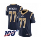 Youth Los Angeles Rams #77 Andrew Whitworth Navy Blue Team Color Vapor Untouchable Limited Player 100th Season Football Jersey