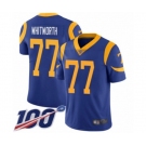 Youth Los Angeles Rams #77 Andrew Whitworth Royal Blue Alternate Vapor Untouchable Limited Player 100th Season Football Jersey