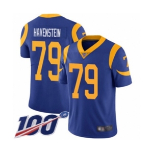 Youth Los Angeles Rams #79 Rob Havenstein Royal Blue Alternate Vapor Untouchable Limited Player 100th Season Football Jersey