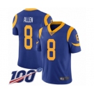 Youth Los Angeles Rams #8 Brandon Allen Royal Blue Alternate Vapor Untouchable Limited Player 100th Season Football Jersey