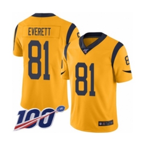Youth Los Angeles Rams #81 Gerald Everett Limited Gold Rush Vapor Untouchable 100th Season Football Jersey