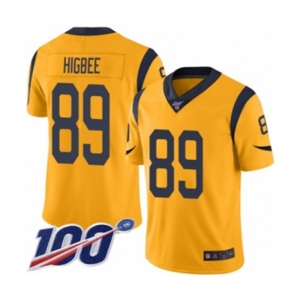 Youth Los Angeles Rams #89 Tyler Higbee Limited Gold Rush Vapor Untouchable 100th Season Football Jersey