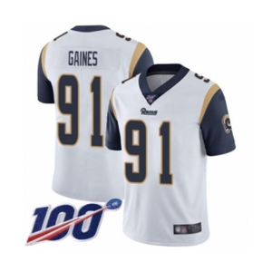 Youth Los Angeles Rams #91 Greg Gaines White Vapor Untouchable Limited Player 100th Season Football Jersey