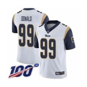 Youth Los Angeles Rams #99 Aaron Donald White Vapor Untouchable Limited Player 100th Season Football Jersey