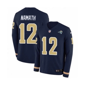 Youth Nike Los Angeles Rams #12 Joe Namath Limited Navy Blue Therma Long Sleeve NFL Jersey