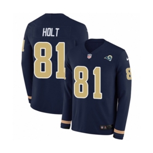 Youth Nike Los Angeles Rams #81 Torry Holt Limited Navy Blue Therma Long Sleeve NFL Jersey