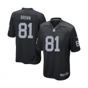 Men's Nike Oakland Raiders #81 Tim Brown Game Black Team Color NFL Jersey