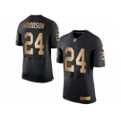 Men's Nike Oakland Raiders #24 Charles Woodson Elite Black Gold Team Color NFL Jersey