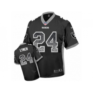 Men's Nike Oakland Raiders #24 Marshawn Lynch Elite Black Drift Fashion NFL Jersey