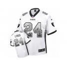 Men's Nike Oakland Raiders #24 Marshawn Lynch Elite White Drift Fashion NFL Jersey