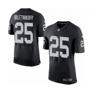 Men's Nike Oakland Raiders #25 Fred Biletnikoff Elite Black Team Color NFL Jersey