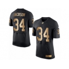 Men's Nike Oakland Raiders #34 Bo Jackson Elite Black Gold Team Color NFL Jersey