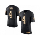 Men's Nike Oakland Raiders #4 Derek Carr Elite Black Gold Team Color NFL Jersey