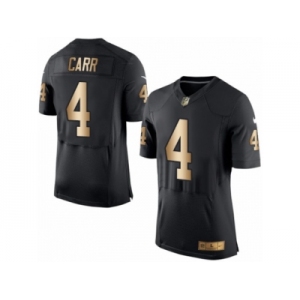 Men's Nike Oakland Raiders #4 Derek Carr Elite Black Gold Team Color NFL Jersey