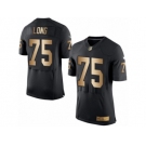 Men's Nike Oakland Raiders #75 Howie Long Elite Black Gold Team Color NFL Jersey