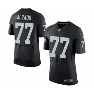 Men's Nike Oakland Raiders #77 Lyle Alzado Elite Black Team Color NFL Jersey