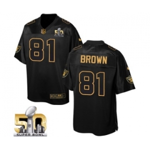 Men's Nike Oakland Raiders #81 Tim Brown Elite Black Pro Line Gold Collection NFL Jersey