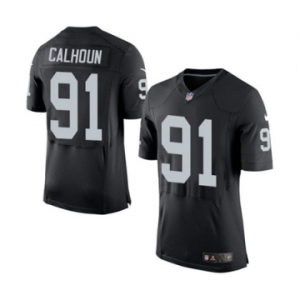 Men's Nike Oakland Raiders #91 Shilique Calhoun Elite Black Team Color NFL Jersey
