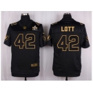 Nike Oakland Raiders #42 Ronnie Lott Black Pro Line Gold Collection Jersey[Elite]