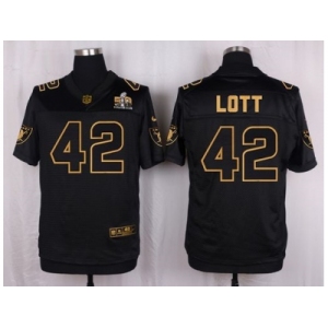 Nike Oakland Raiders #42 Ronnie Lott Black Pro Line Gold Collection Jersey[Elite]