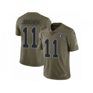 Men Nike Oakland Raiders #11 Sebastian Janikowski Limited Olive 2017 Salute to Service NFL Jersey
