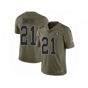 Men Nike Oakland Raiders #21 Sean Smith Limited Olive 2017 Salute to Service NFL Jersey