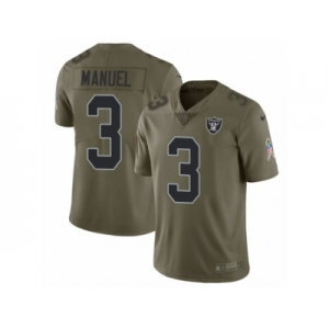 Men Nike Oakland Raiders #3 E. J. Manuel Limited Olive 2017 Salute to Service NFL Jersey