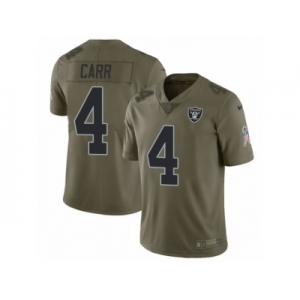 Men Nike Oakland Raiders #4 Derek Carr Limited Olive 2017 Salute to Service NFL Jersey