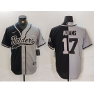 Men's Las Vegas Raiders #17 Davante Adams Grey Black Split Cool Base Stitched Baseball Jersey