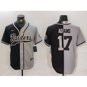 Men's Las Vegas Raiders #17 Davante Adams Grey Black Split Cool Base Stitched Baseball Jersey