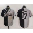 Men's Las Vegas Raiders #17 Davante Adams Number Grey Black Split Cool Base Stitched Baseball Jersey