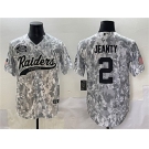 Men's Las Vegas Raiders #2 Ashton Jeanty 2024 Arctic Camo Salute to Service Stitched Baseball Jersey
