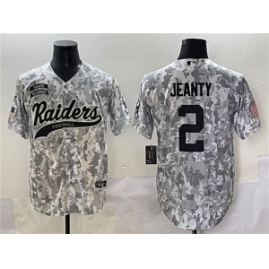 Men's Las Vegas Raiders #2 Ashton Jeanty 2024 Arctic Camo Salute to Service Stitched Baseball Jersey