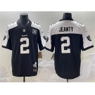 Men's Las Vegas Raiders #2 Ashton Jeanty Black White 2025 Draft F.U.S.E. With Nevada Silver Stat Patch And 65th Anniversary Patch Football Stitched Jersey