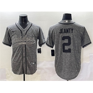 Men's Las Vegas Raiders #2 Ashton Jeanty Grey Cool Base Stitched Baseball Jersey