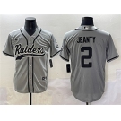Men's Las Vegas Raiders #2 Ashton Jeanty Grey Cool Base Stitched Baseball Jerseys