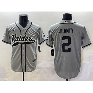 Men's Las Vegas Raiders #2 Ashton Jeanty Grey Cool Base Stitched Baseball Jerseys