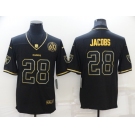 Men's Las Vegas Raiders #28 Josh Jacobs Black Golden Edition 60th Patch Stitched Nike Limited Jersey