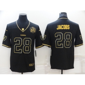 Men's Las Vegas Raiders #28 Josh Jacobs Black Golden Edition 60th Patch Stitched Nike Limited Jersey