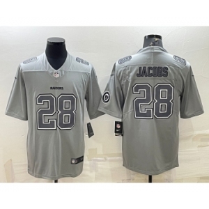 Men's Las Vegas Raiders #28 Josh Jacobs With Patch Grey Atmosphere Fashion Stitched Jersey