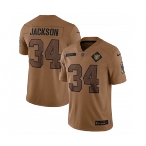 Men's Las Vegas Raiders #34 Bo Jackson 2023 Brown Salute To Service Limited Football Stitched Jersey