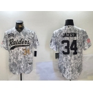 Men's Las Vegas Raiders #34 Bo Jackson 2024 Arctic Camo Salute To Service Stitched Baseball Jerseys